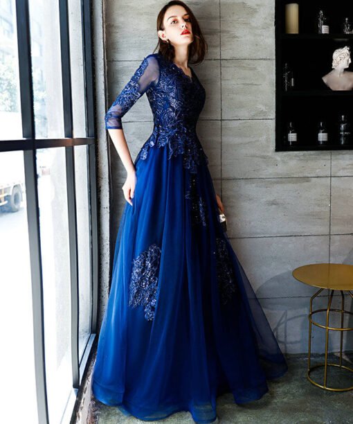 dark blue formal dress 1162-004