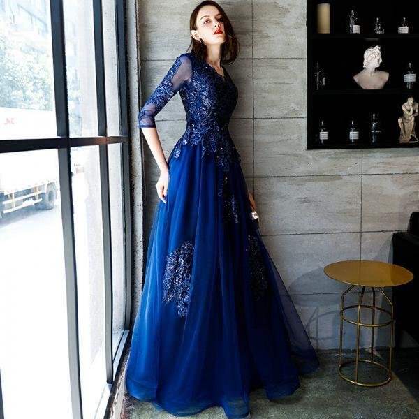 dark blue formal dress 1162-004