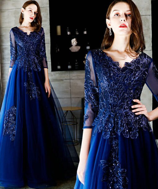 dark blue formal dress 1162-005