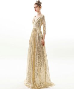 gold sequin prom dress 1173-003