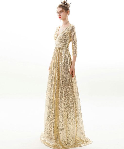 gold sequin prom dress 1173-003