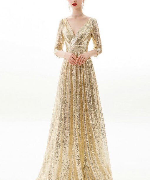 gold sequin prom dress 1173-004