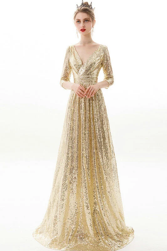 gold sequin prom dress 1173-004