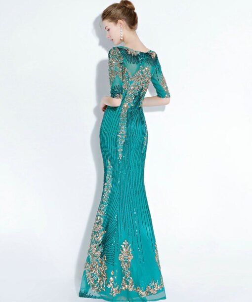 green mermaid prom dress 1176-002