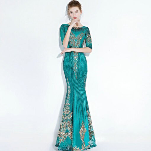 green mermaid prom dress 1176-003