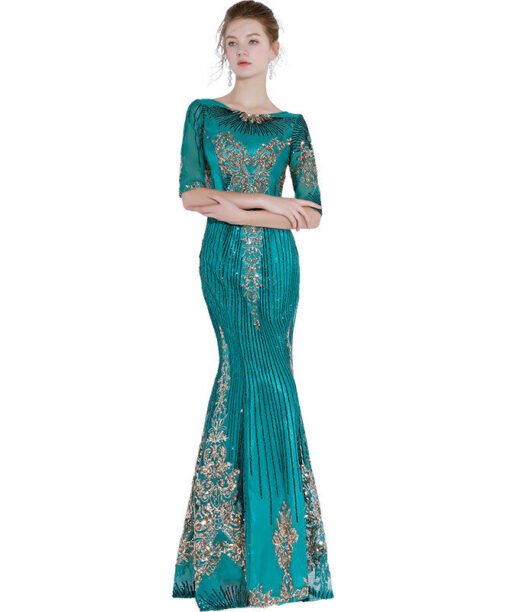 green mermaid prom dress 1176-005