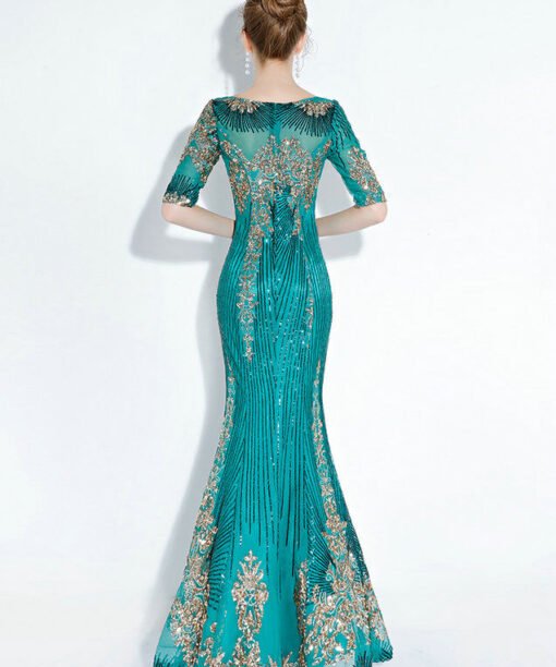 green mermaid prom dress 1176-007