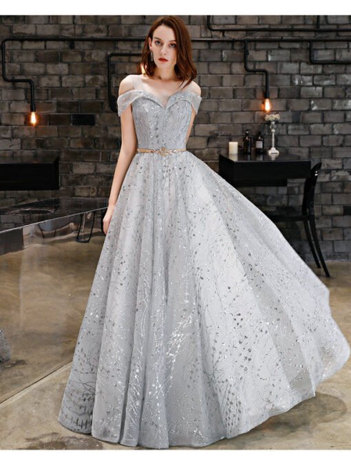 grey long formal dress 1165-003