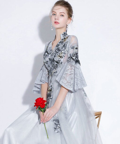 light grey prom dress 1171-003