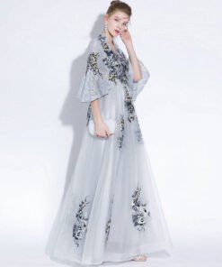 light grey prom dress 1171-004