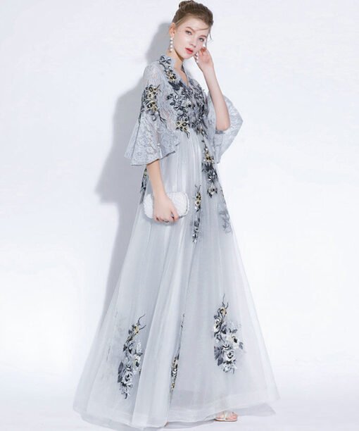 light grey prom dress 1171-004