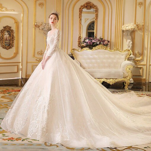 long sleeve ball gown wedding dress 1190-001