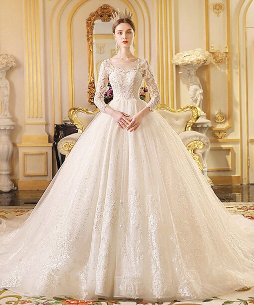 long sleeve ball gown wedding dress 1190-002