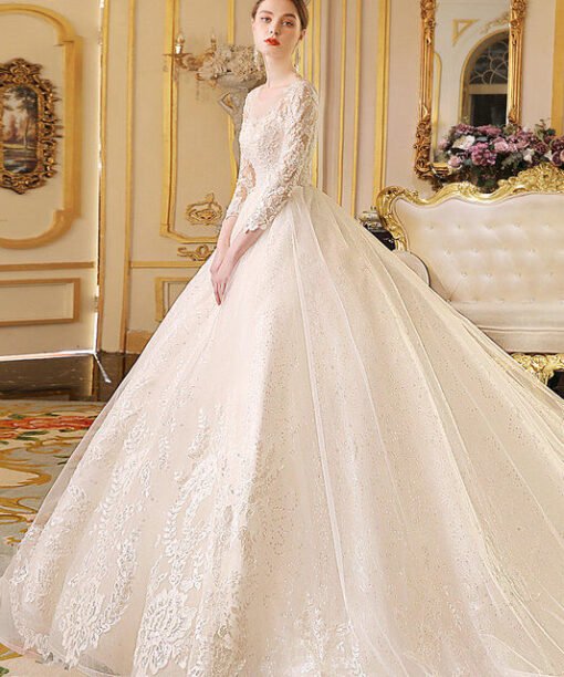 long sleeve ball gown wedding dress 1190-003