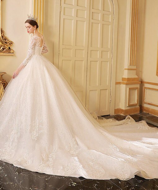 long sleeve ball gown wedding dress 1190-004