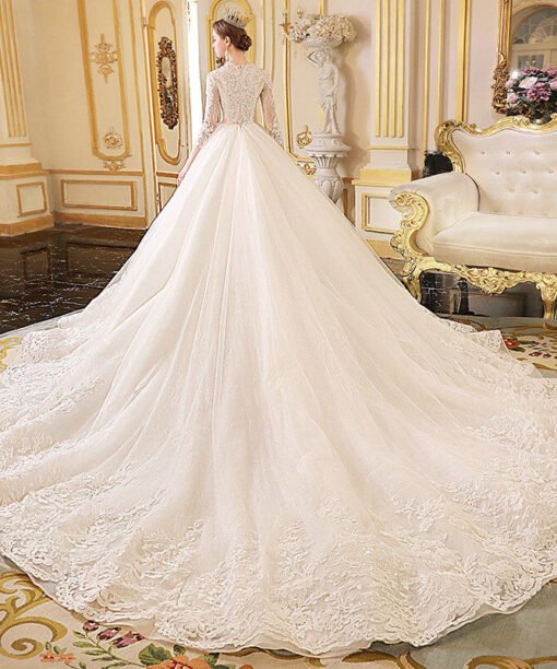 long sleeve lace wedding dress 1192-004