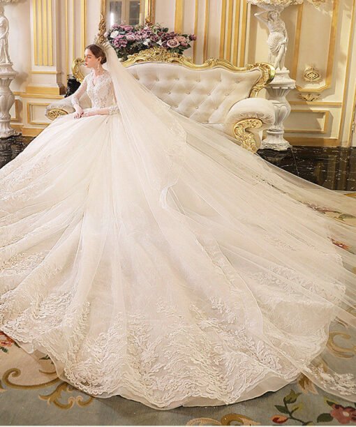 long sleeve lace wedding dress 1192-006