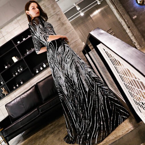 silver and black prom dress 1180-001