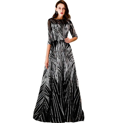 silver and black prom dress 1180-006