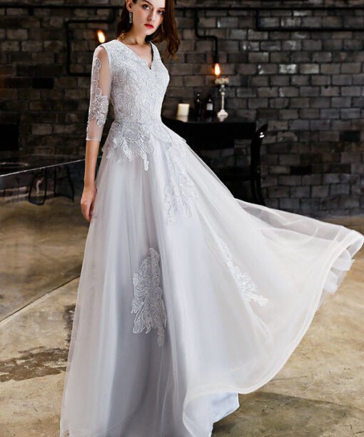 silver grey prom dress 1166-001