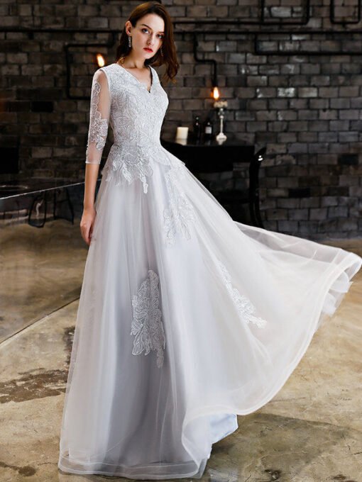 silver grey prom dress 1166-001