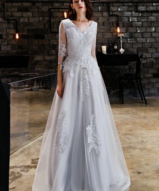 silver grey prom dress 1166-002