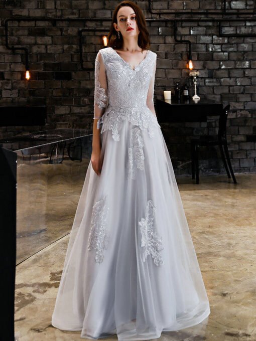 silver grey prom dress 1166-002