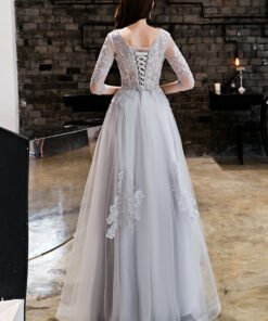 silver grey prom dress 1166-003