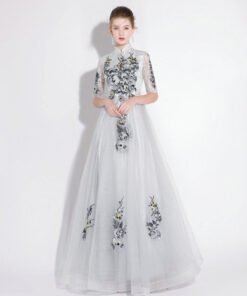 silver long dress 1168-003