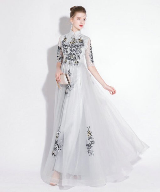 silver long dress 1168-004