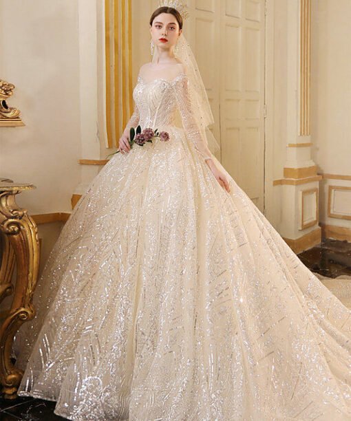 sparkly ball gown wedding dress 1193-005