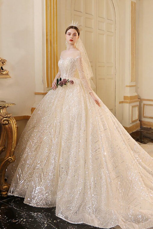sparkly ball gown wedding dress 1193-005
