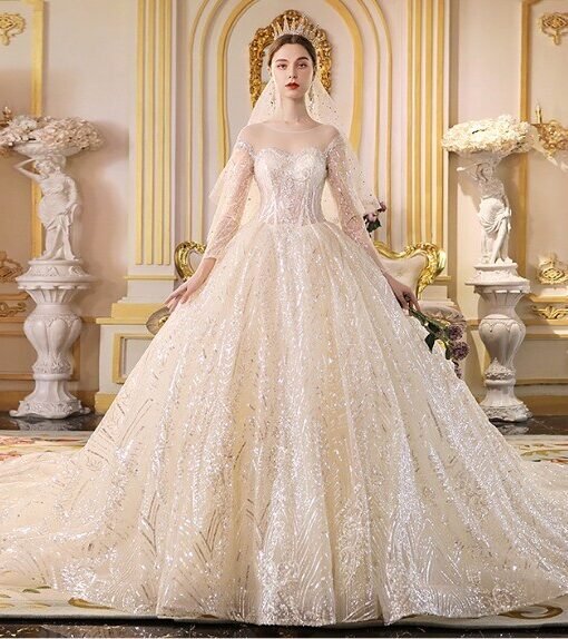 sparkly ball gown wedding dress 1193-008