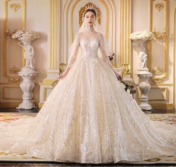 sparkly ball gown wedding dress 1193-008