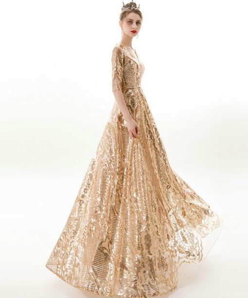 sparkly gold prom dress 1164-003