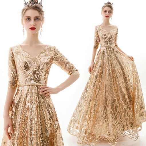 sparkly gold prom dress 1164-004
