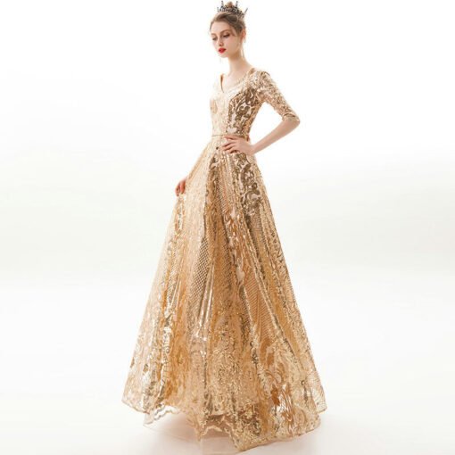 sparkly gold prom dress 1164-005
