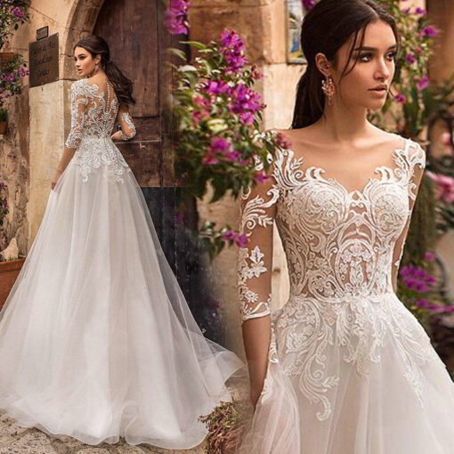 a line lace wedding dress 1203-002