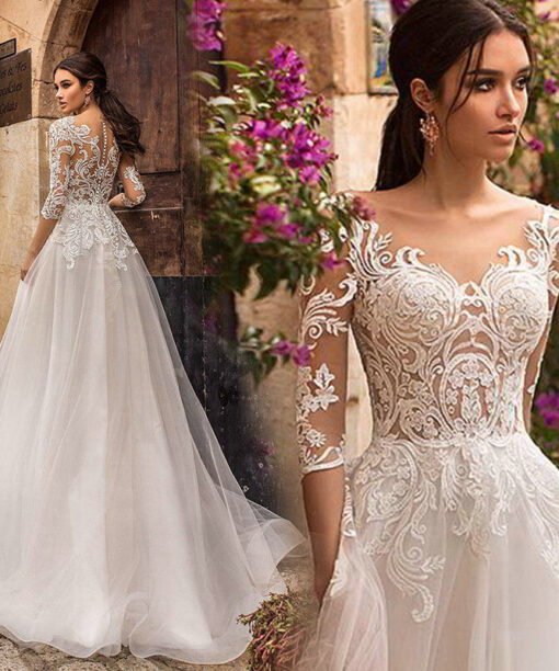 a line lace wedding dress 1203-002