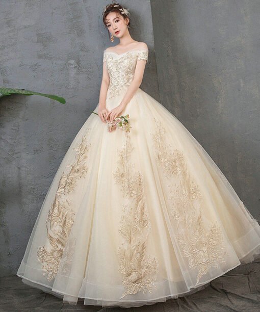 champagne ball gown 1207-002