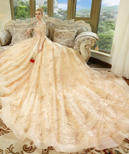 gold bridal dress 1195-004