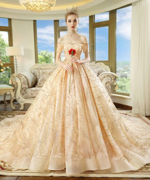 gold bridal dress 1195-005