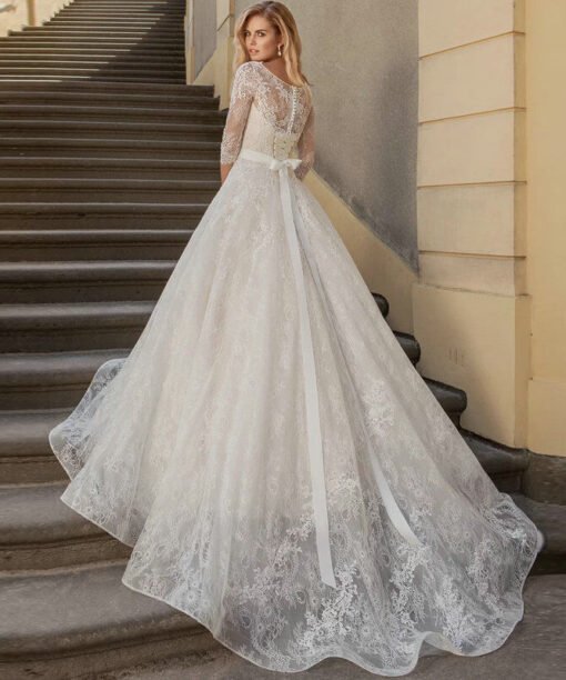 lace a line wedding dress 1206-001