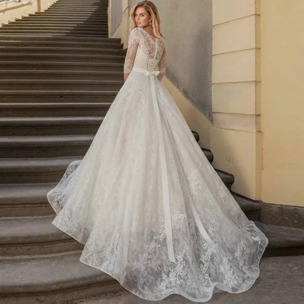 lace a line wedding dress 1206-001