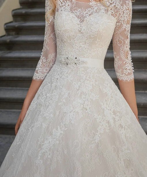 lace a line wedding dress 1206-002