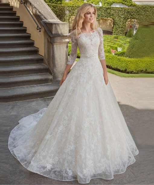 lace a line wedding dress 1206-003