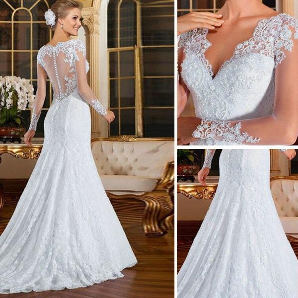 lace mermaid wedding dress 1204-004