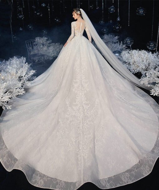 long sleeve ball gown wedding dress 1209-003