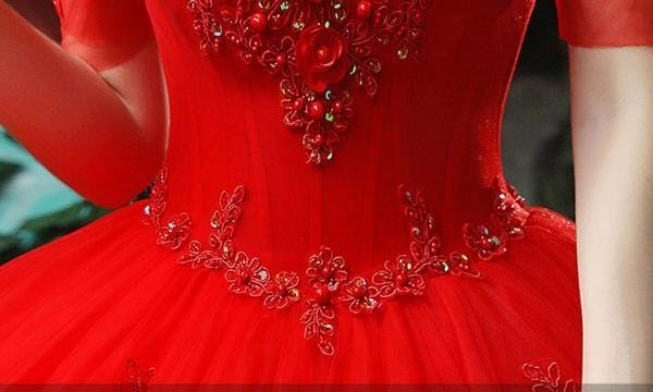 Red Princess Wedding Dress Off The Shoulder Ball Gown - Image 6