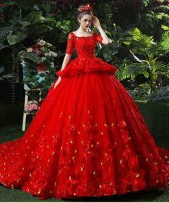 red wedding dress plus size 1199-003
